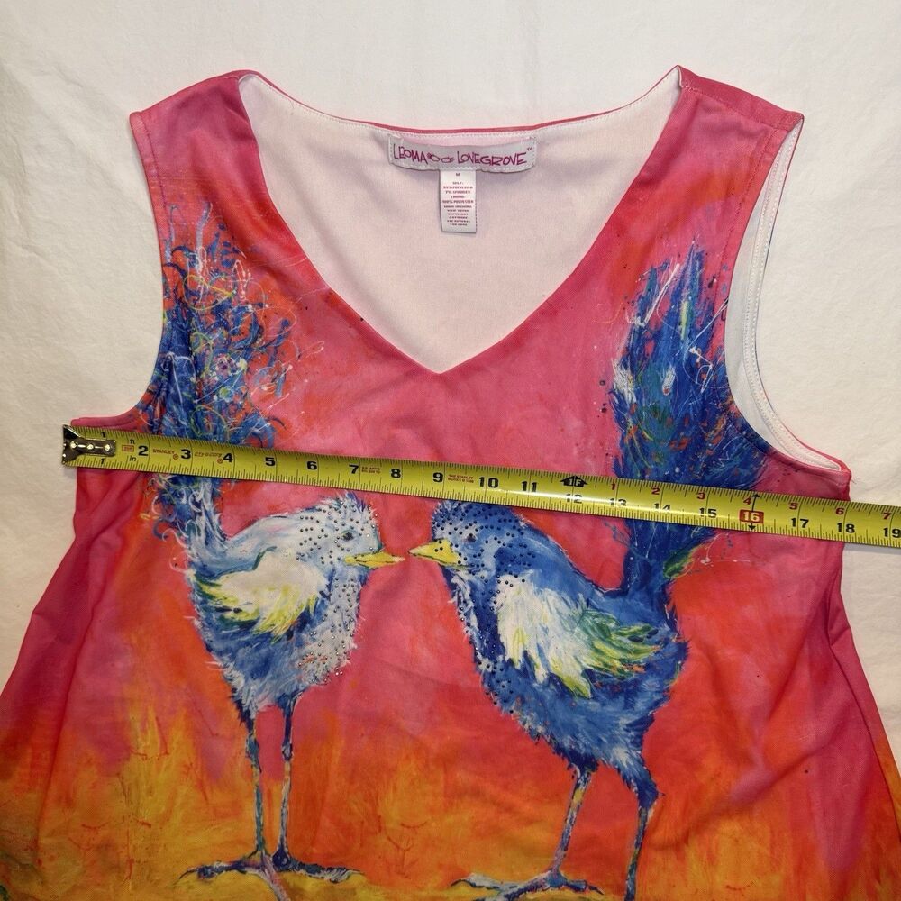 Leoma Lovegrove Tank Top Blouse Shirt Wearable Art Sand Piper Beach Colorful M - Picture 9 of 9